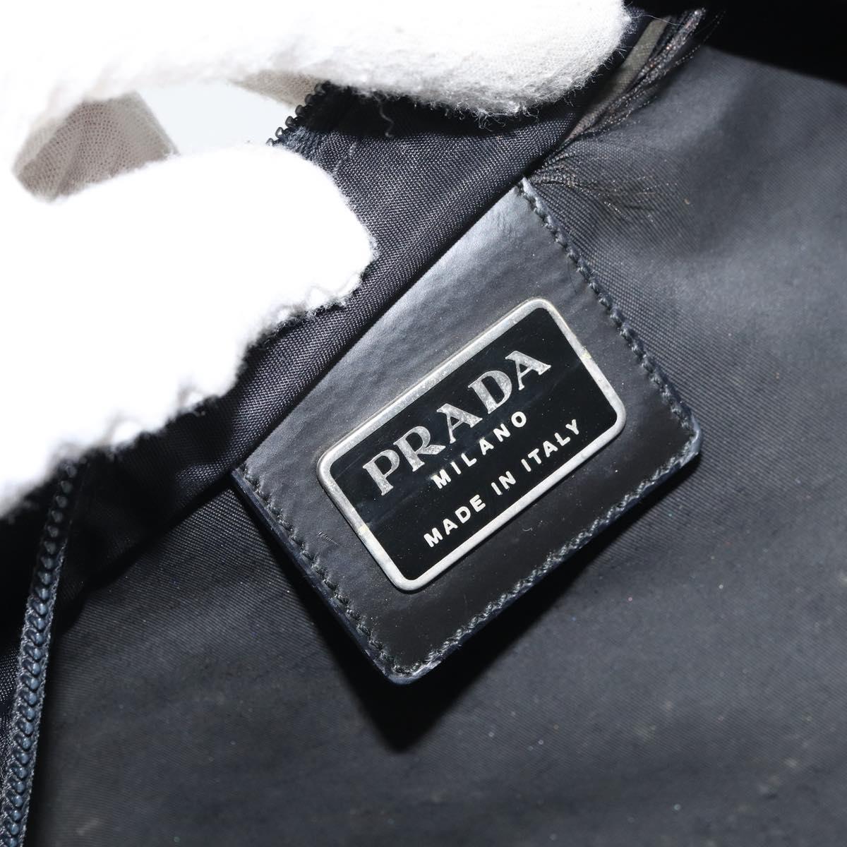 PRADA Shoulder Bag Nylon Silver Black Auth ar13855