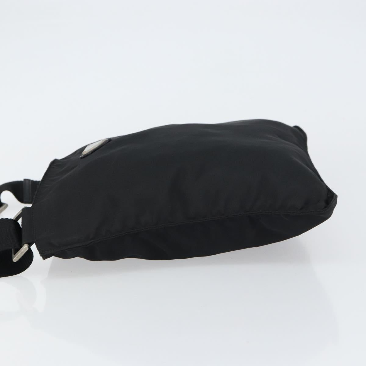 PRADA Shoulder Bag Nylon Silver Black Auth ar13855
