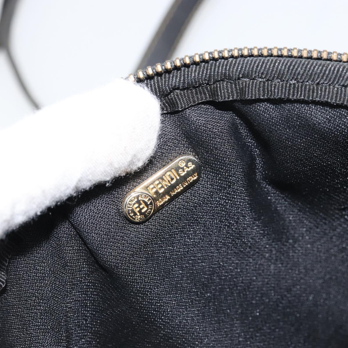 FENDI Pecan Canvas Shoulder Bag PVC Black Brown gold Auth ar13856