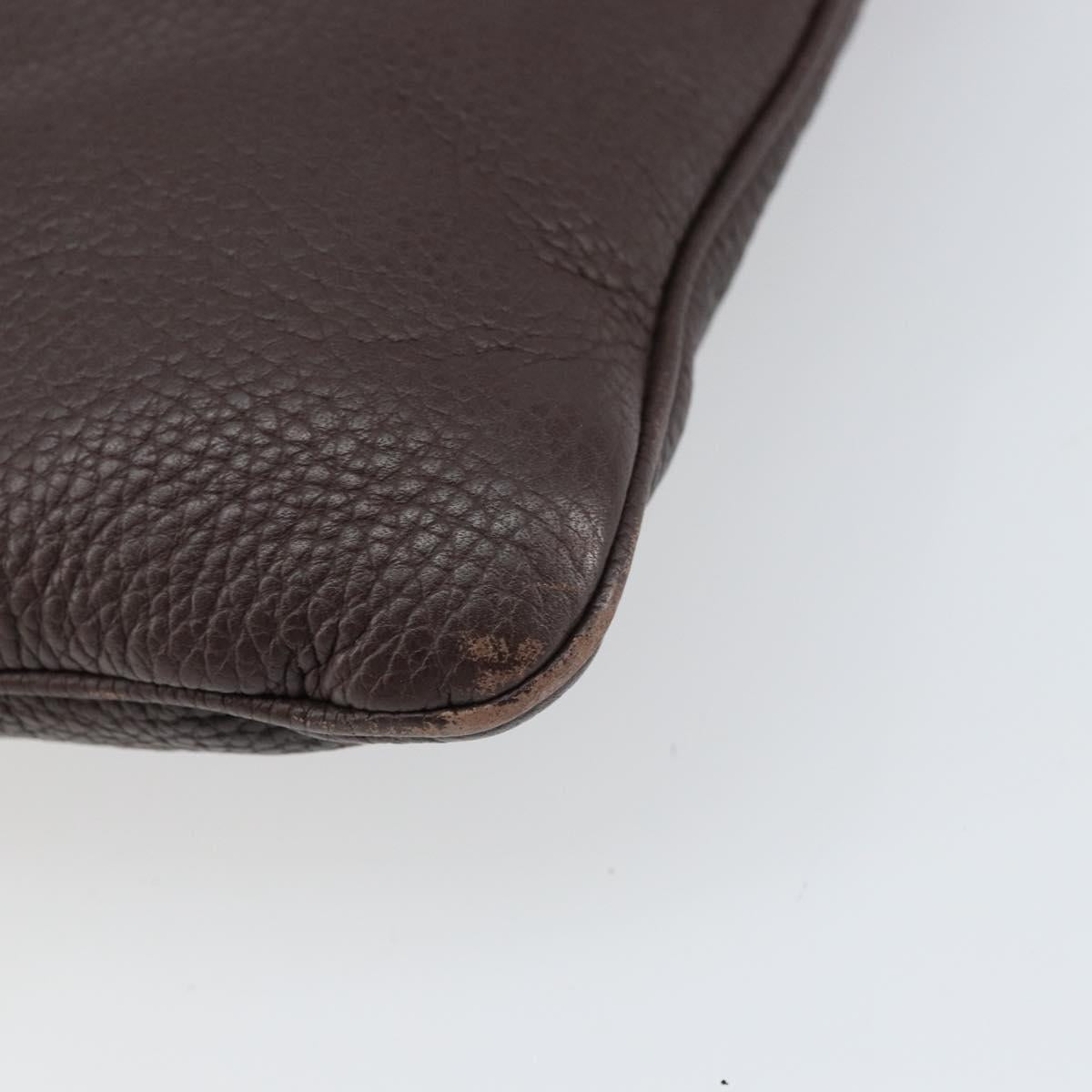 LOEWE Shoulder Bag Leather Silver Brown Auth ar13857