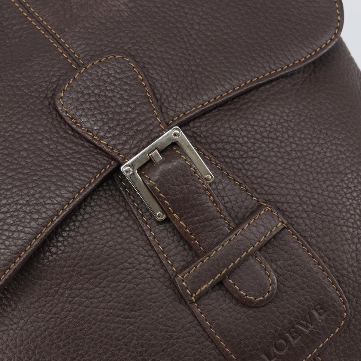LOEWE Shoulder Bag Leather Silver Brown Auth ar13857