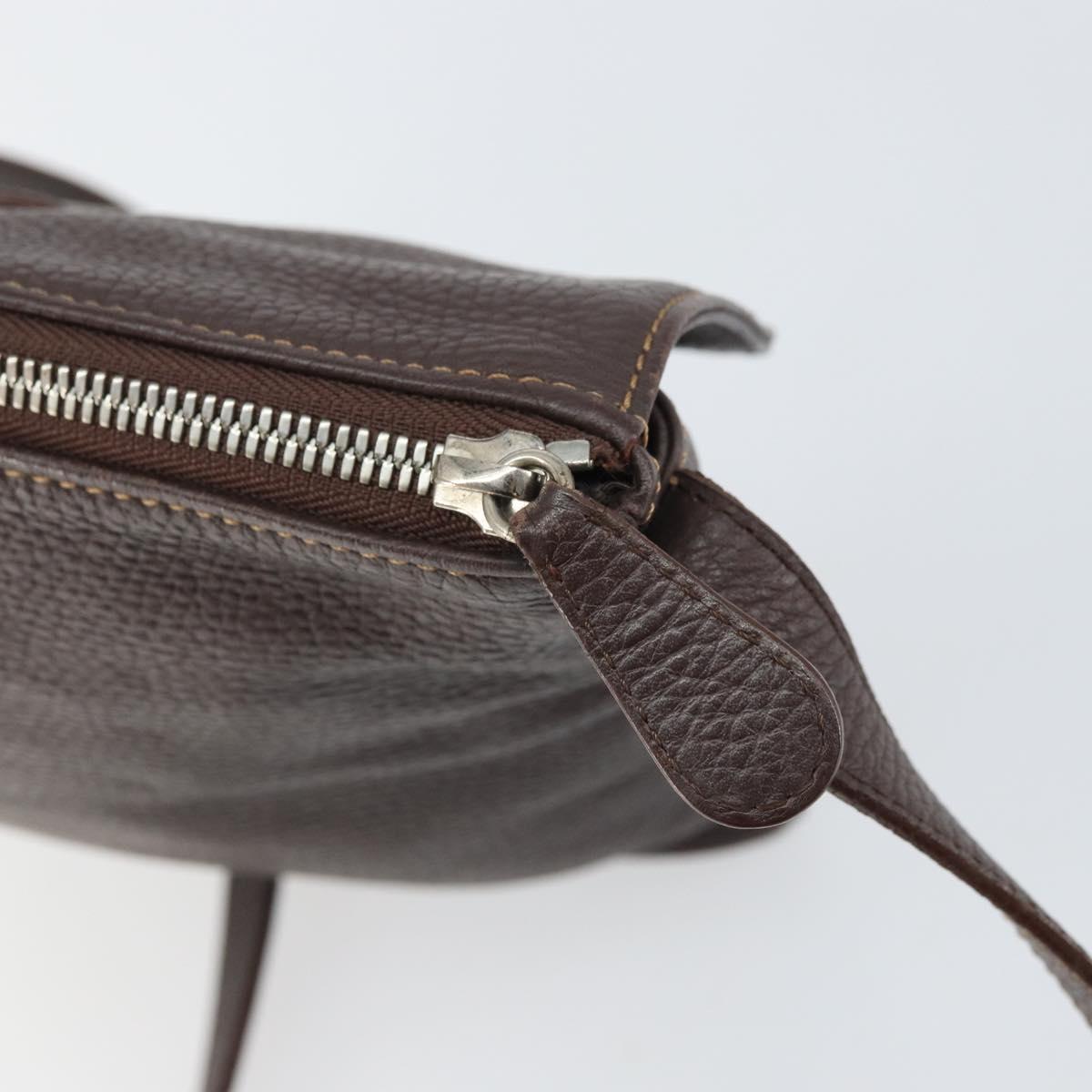 LOEWE Shoulder Bag Leather Silver Brown Auth ar13857