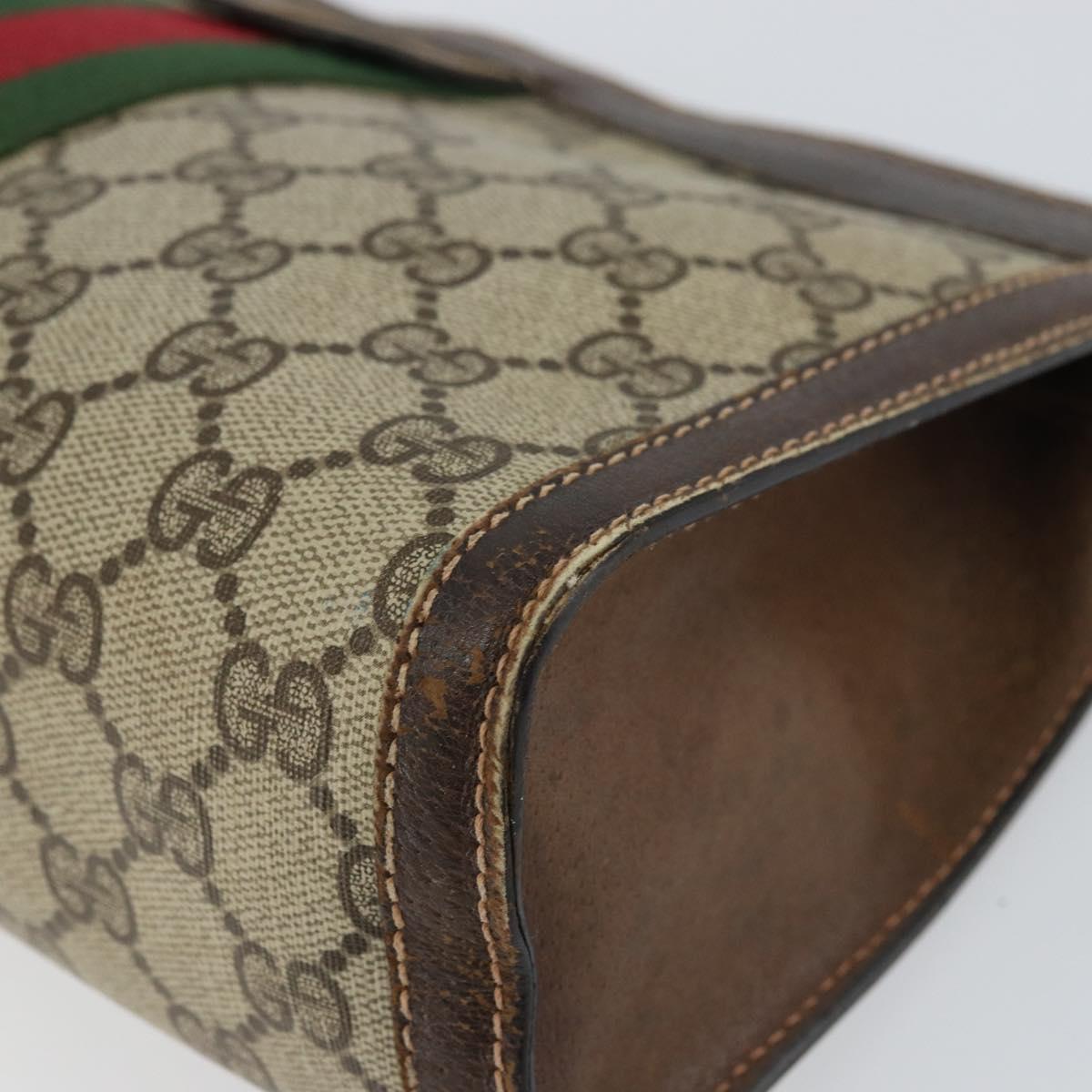 GUCCI GG Supreme Web Sherry Line Bag PVC Beige Red 37 014 2125 Auth ar13858