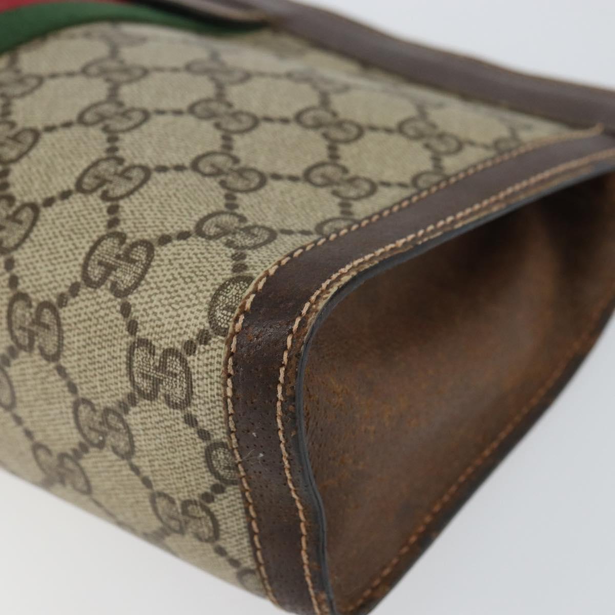 GUCCI GG Supreme Web Sherry Line Bag PVC Beige Red 37 014 2125 Auth ar13858