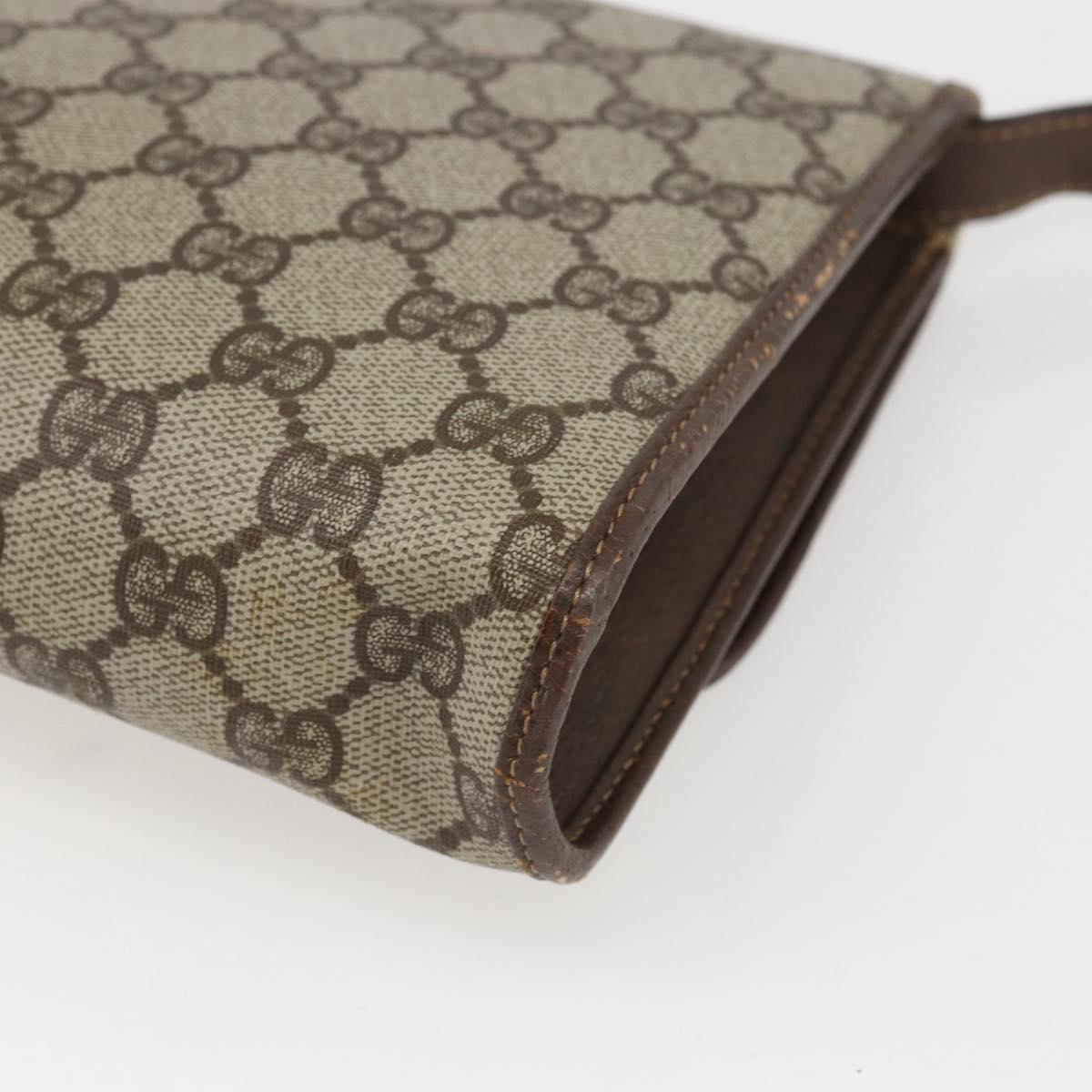 GUCCI GG Supreme Shoulder Bag PVC Beige Gold Auth ar13859