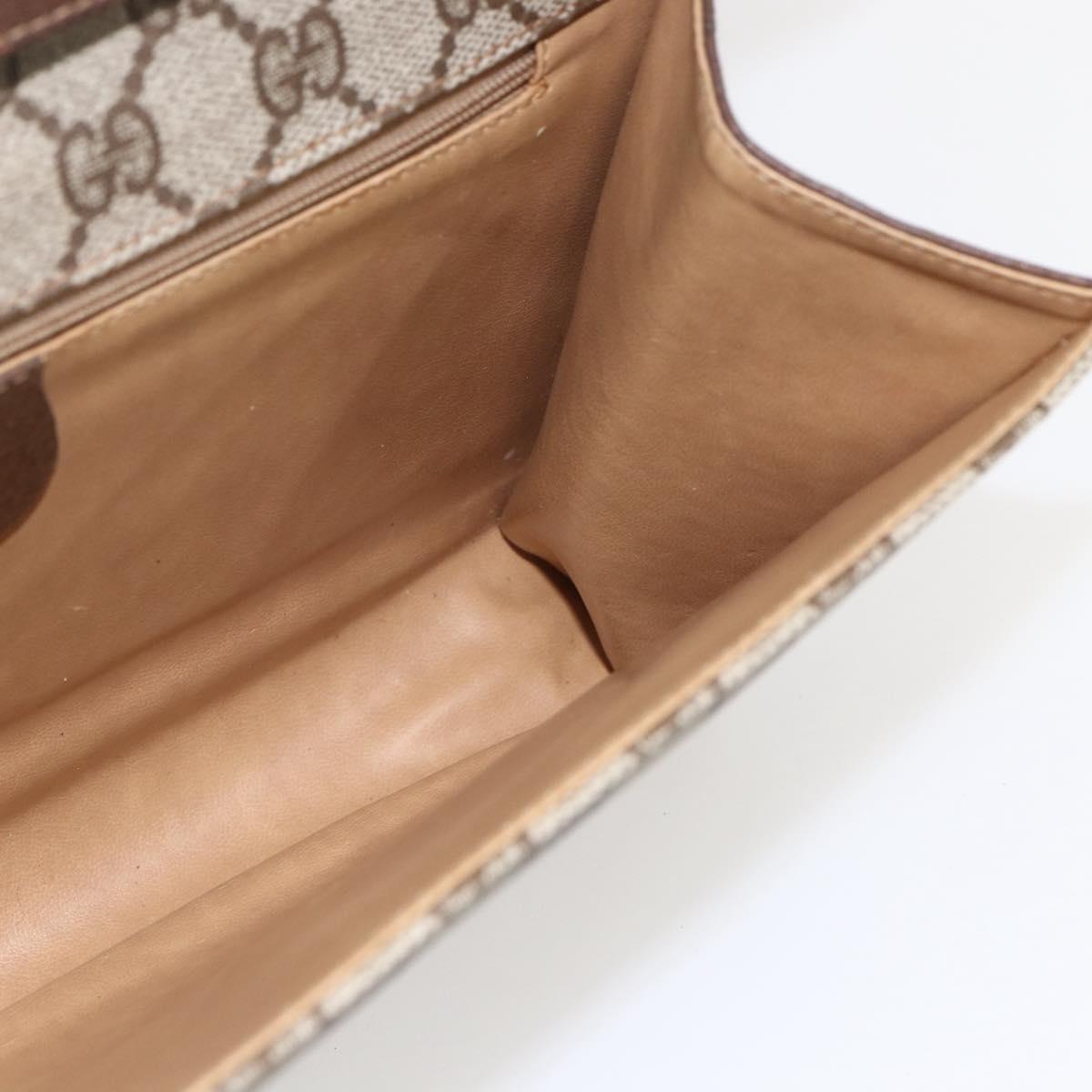 GUCCI GG Supreme Shoulder Bag PVC Beige Gold Auth ar13859