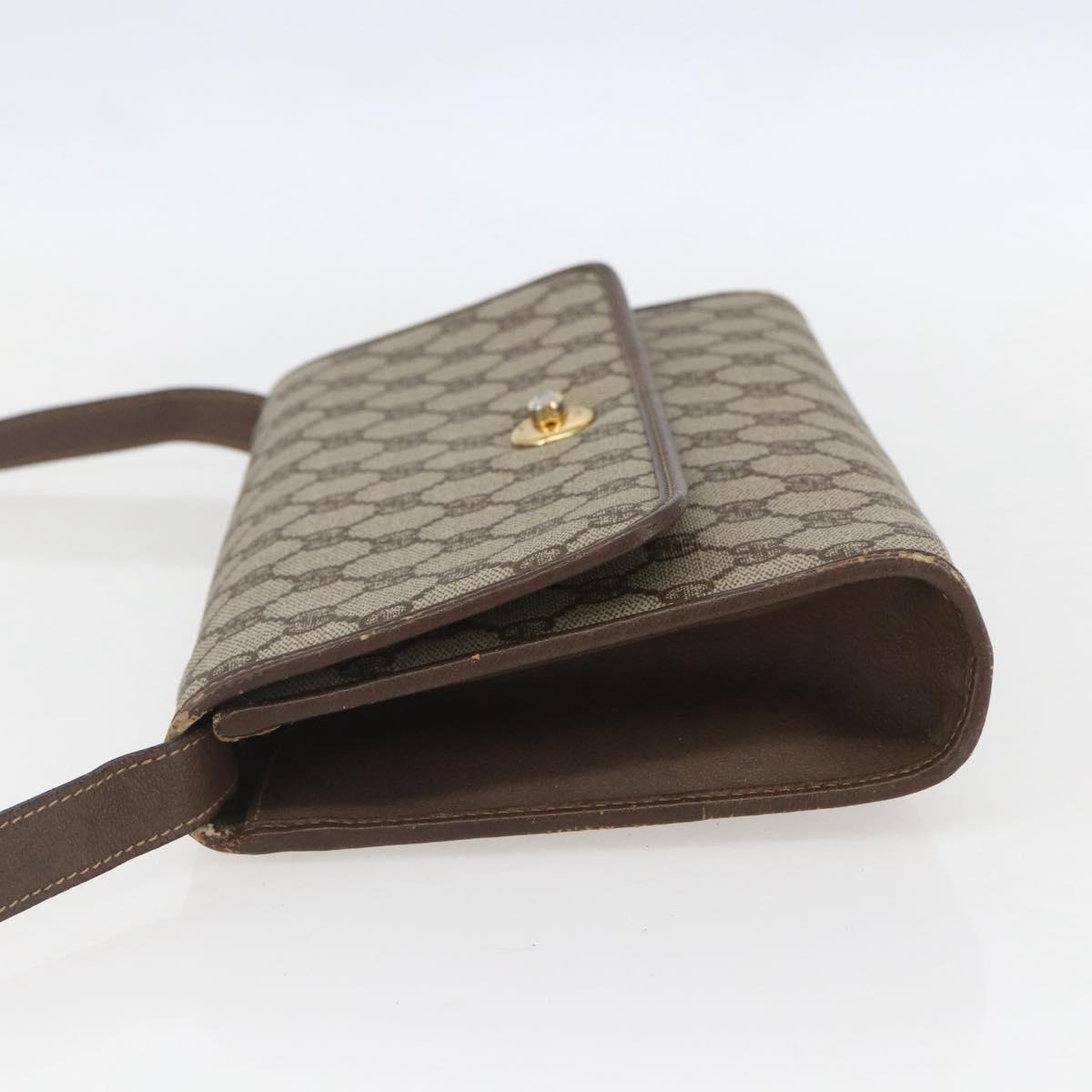 GUCCI GG Supreme Shoulder Bag PVC Beige Gold Auth ar13859