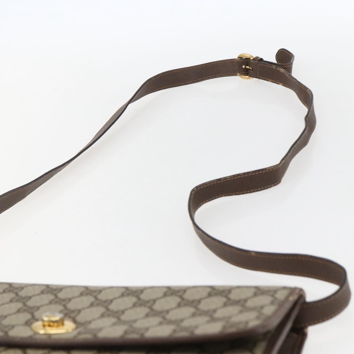 GUCCI GG Supreme Shoulder Bag PVC Beige Gold Auth ar13859