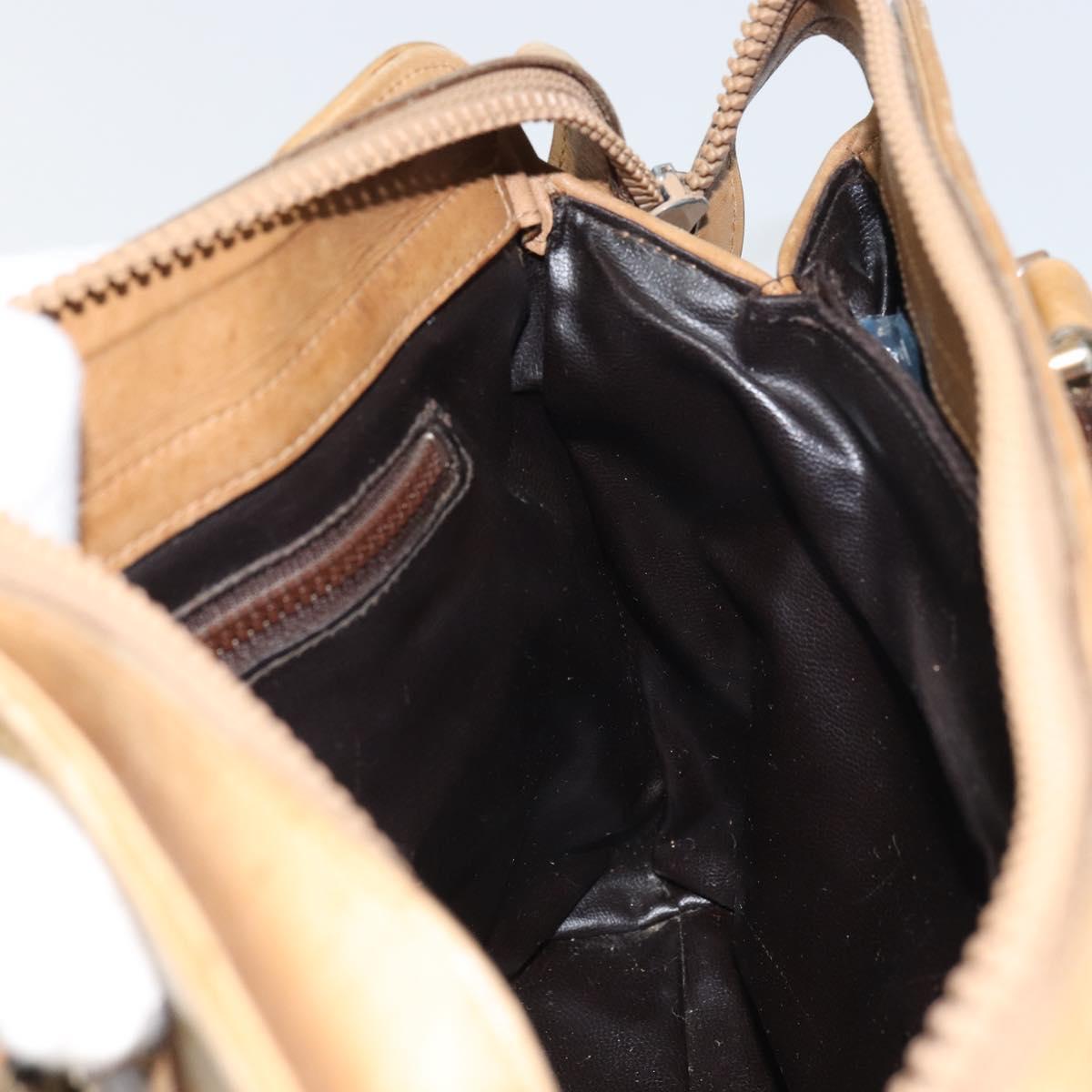 CELINE Macadam Canvas Hand Bag PVC Beige Auth ar13860
