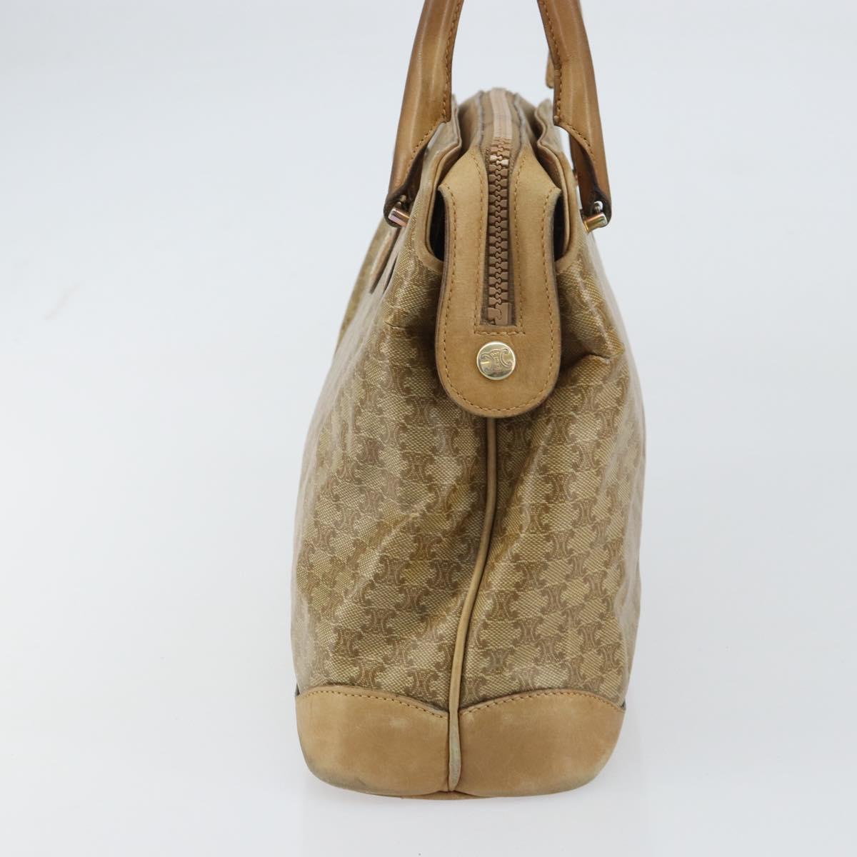 CELINE Macadam Canvas Hand Bag PVC Beige Auth ar13860