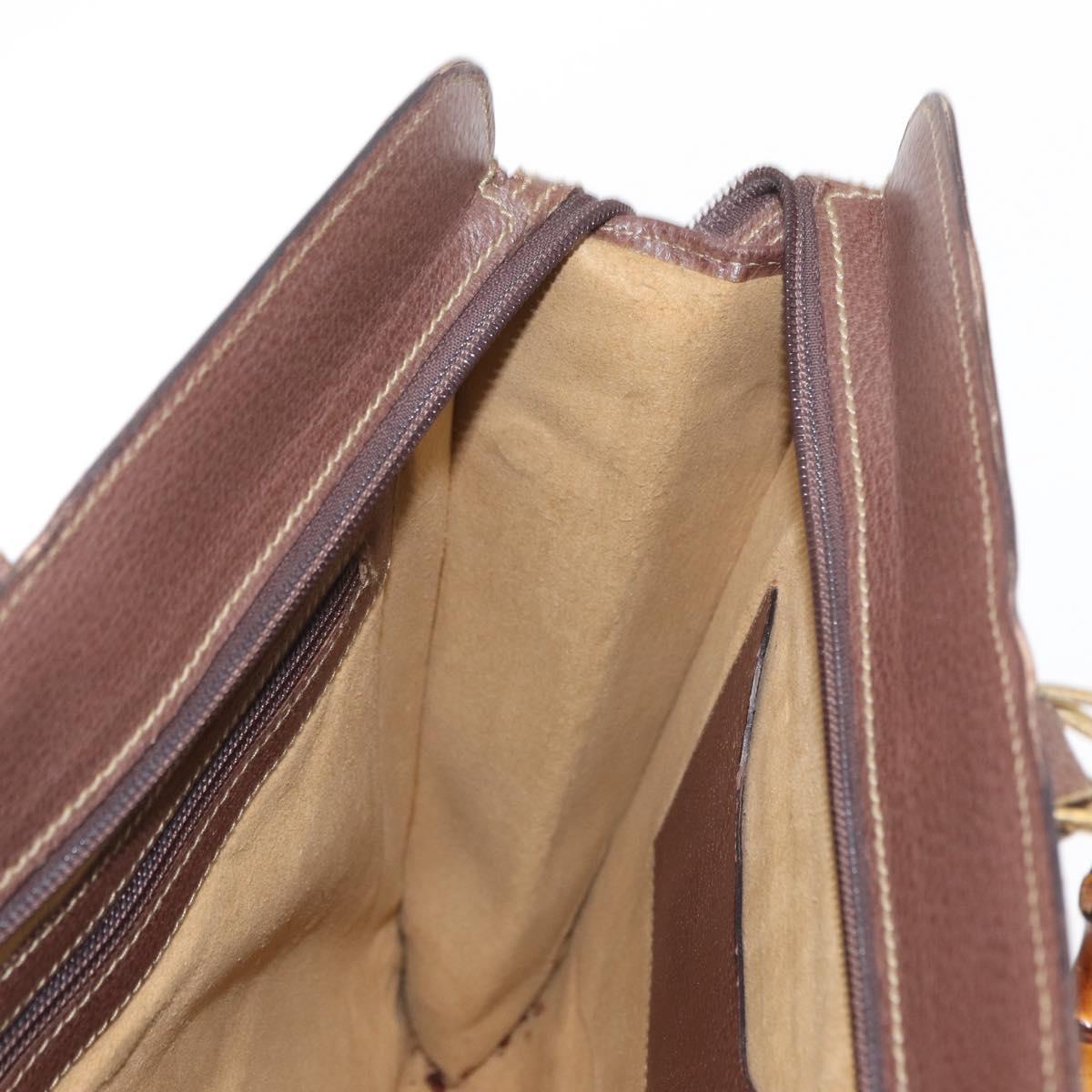 GUCCI Bamboo Business Bag Leather 2way Brown 015 1521 3675 Auth ar13889