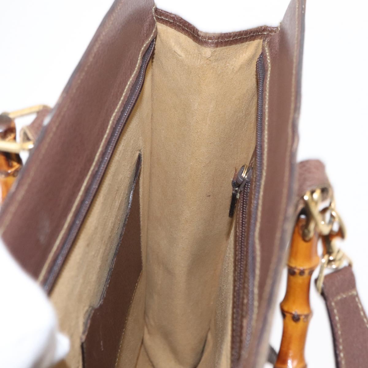 GUCCI Bamboo Business Bag Leather 2way Brown 015 1521 3675 Auth ar13889