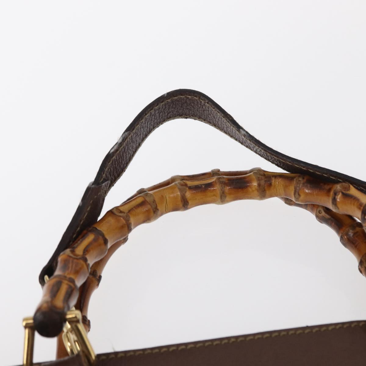 GUCCI Bamboo Business Bag Leather 2way Brown 015 1521 3675 Auth ar13889