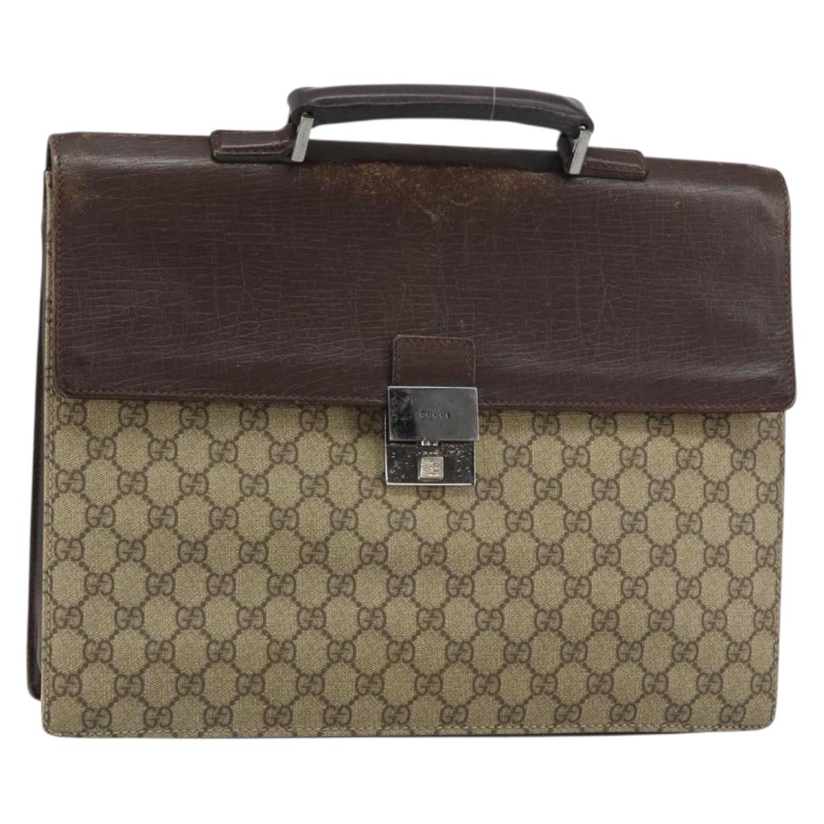 GUCCI GG Supreme Business Bag PVC Beige 34044 Auth ar13890