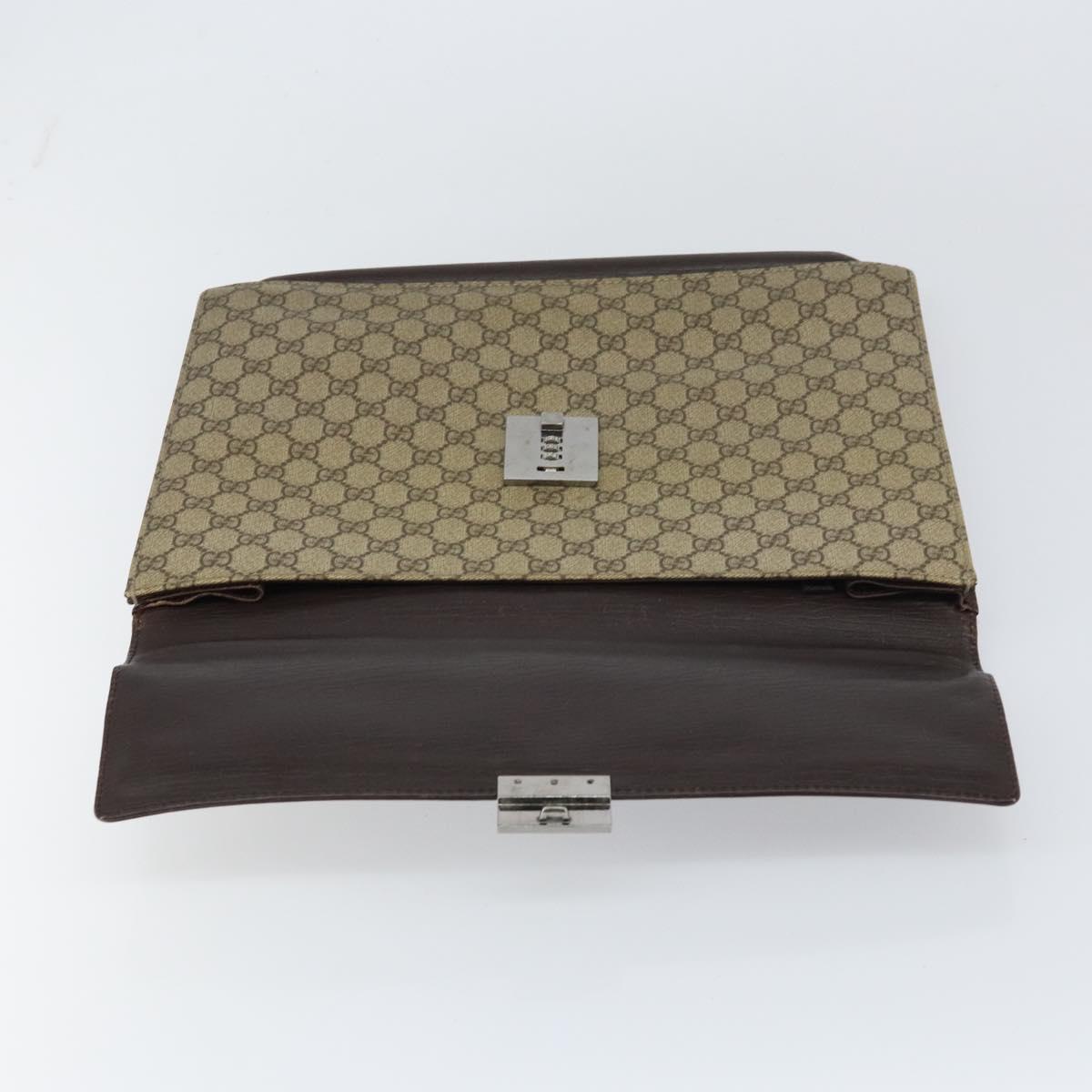 GUCCI GG Supreme Business Bag PVC Beige 34044 Auth ar13890