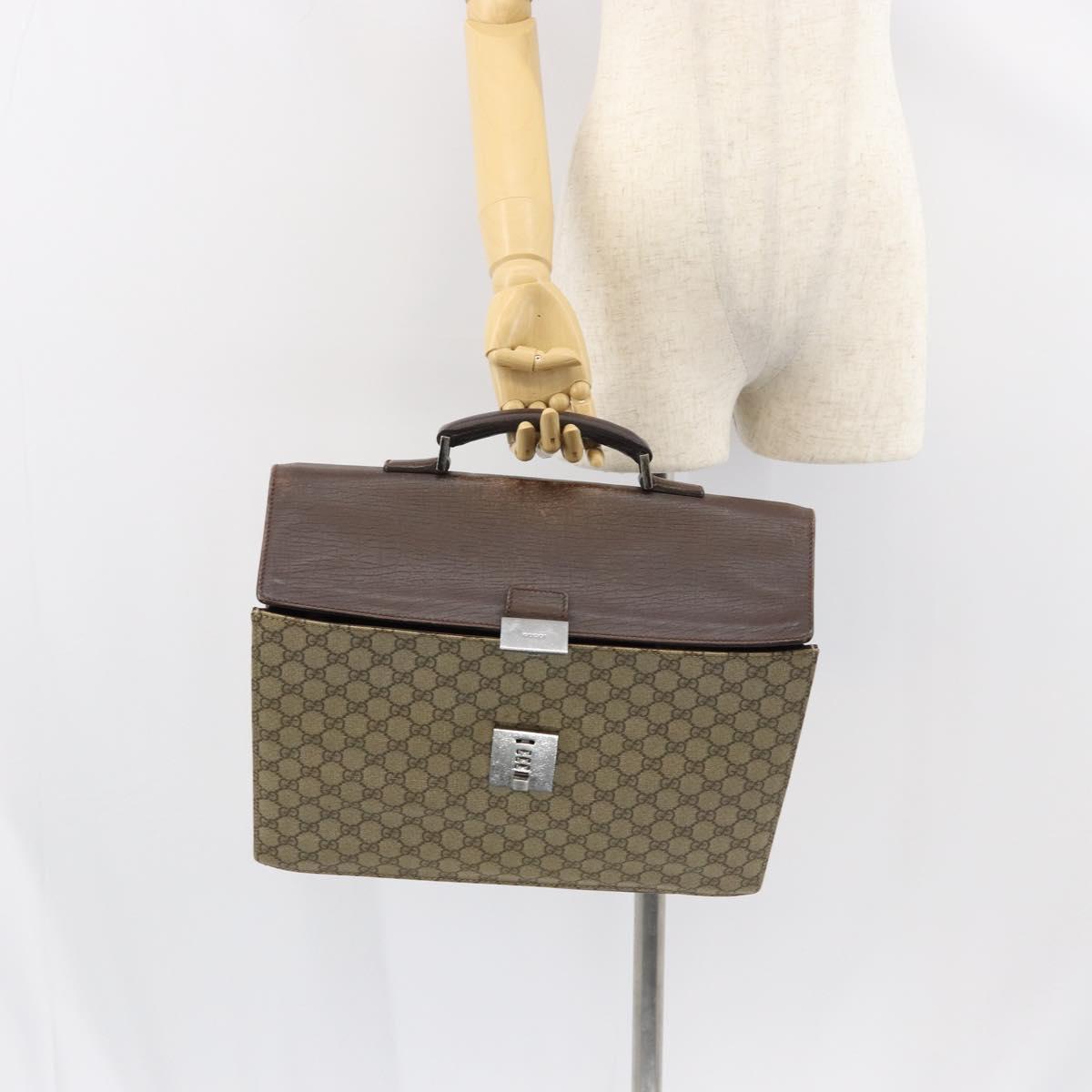 GUCCI GG Supreme Business Bag PVC Beige 34044 Auth ar13890