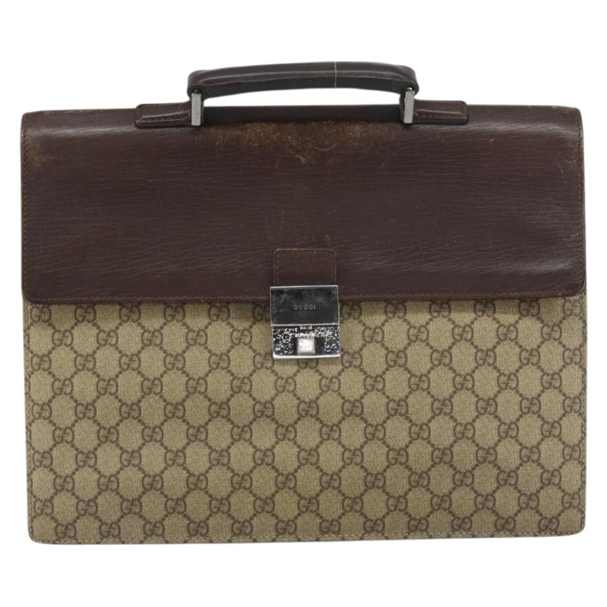 GUCCI GG Supreme Business Bag PVC Beige 34044 Auth ar13890