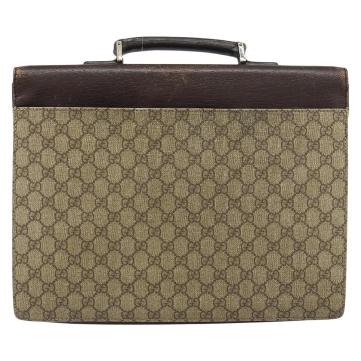 GUCCI GG Supreme Business Bag PVC Beige 34044 Auth ar13890
