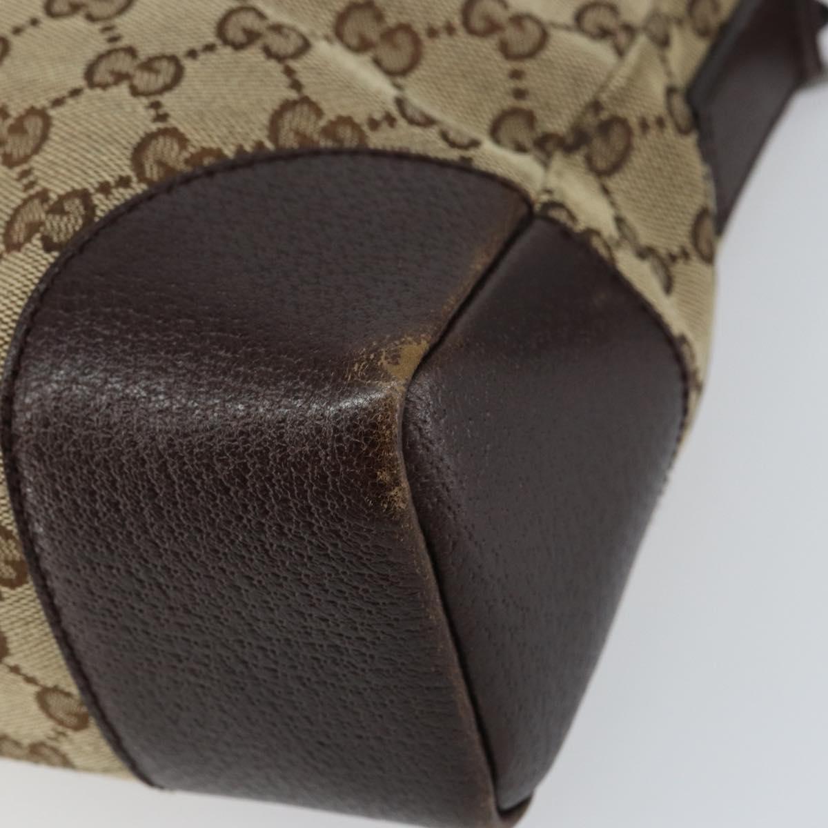 GUCCI GG Canvas Shoulder Bag Beige Silver 114273 Auth ar13891