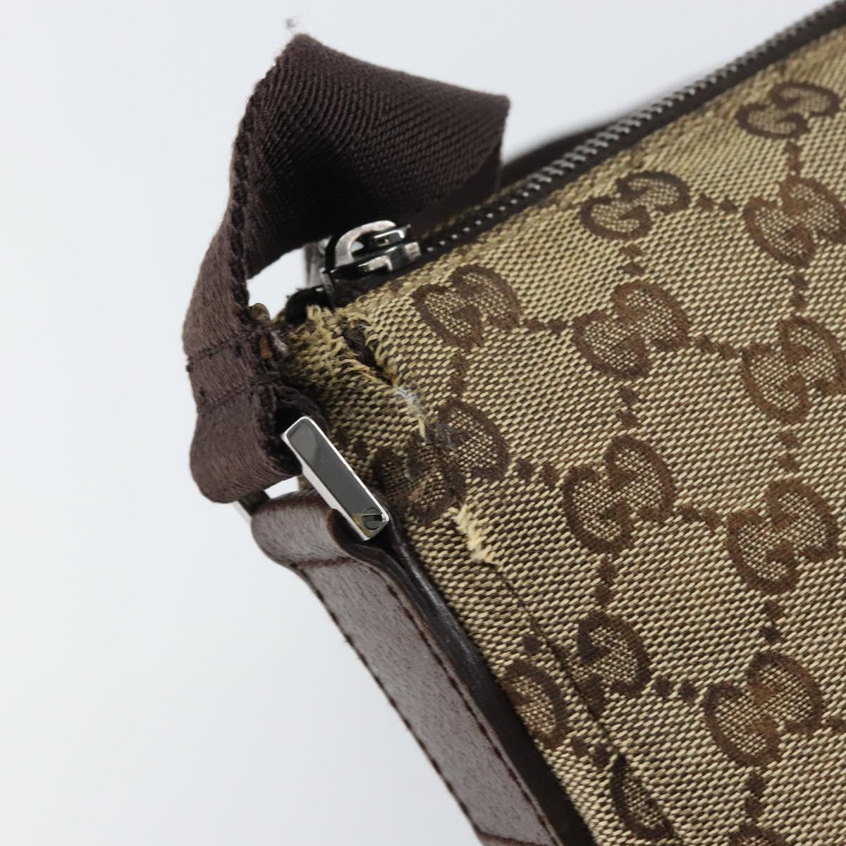 GUCCI GG Canvas Shoulder Bag Beige Silver 114273 Auth ar13891