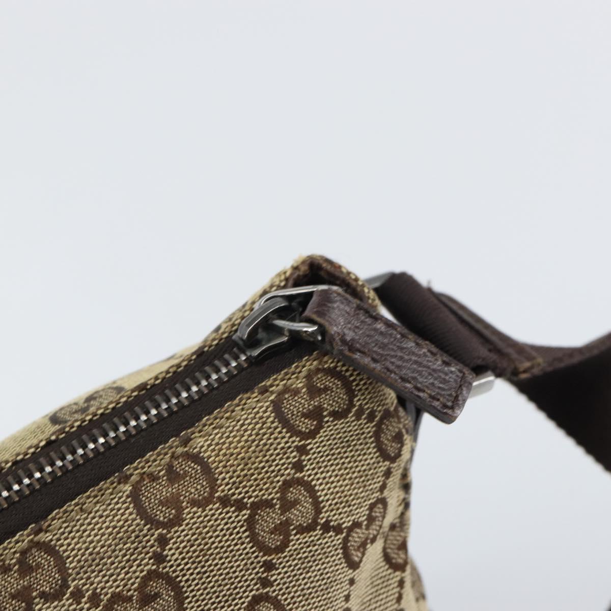 GUCCI GG Canvas Shoulder Bag Beige Silver 114273 Auth ar13891