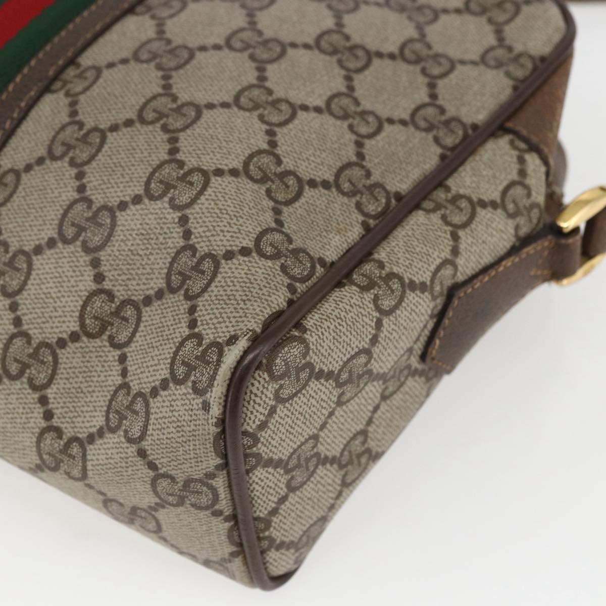 GUCCI GG Supreme Web Sherry Line Bag PVC Beige Gold 00 156 0852 Auth ar13892
