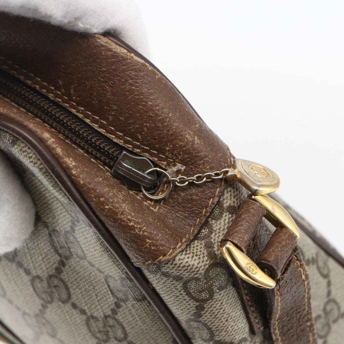 GUCCI GG Supreme Web Sherry Line Bag PVC Beige Gold 00 156 0852 Auth ar13892