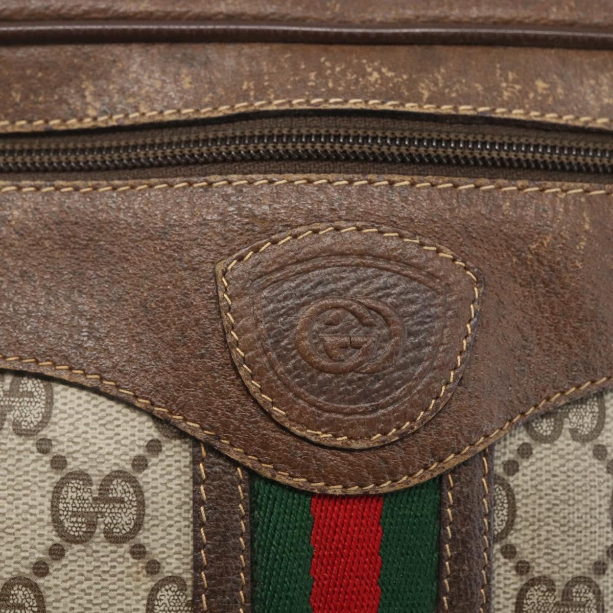 GUCCI GG Supreme Web Sherry Line Bag PVC Beige Gold 00 156 0852 Auth ar13892