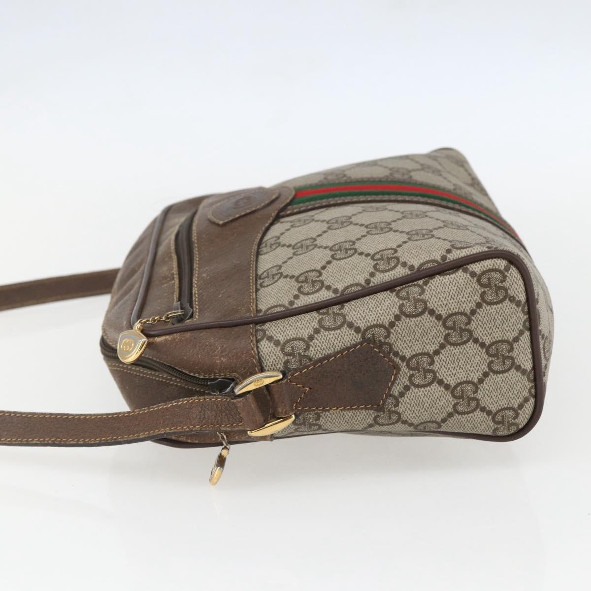 GUCCI GG Supreme Web Sherry Line Bag PVC Beige Gold 00 156 0852 Auth ar13892