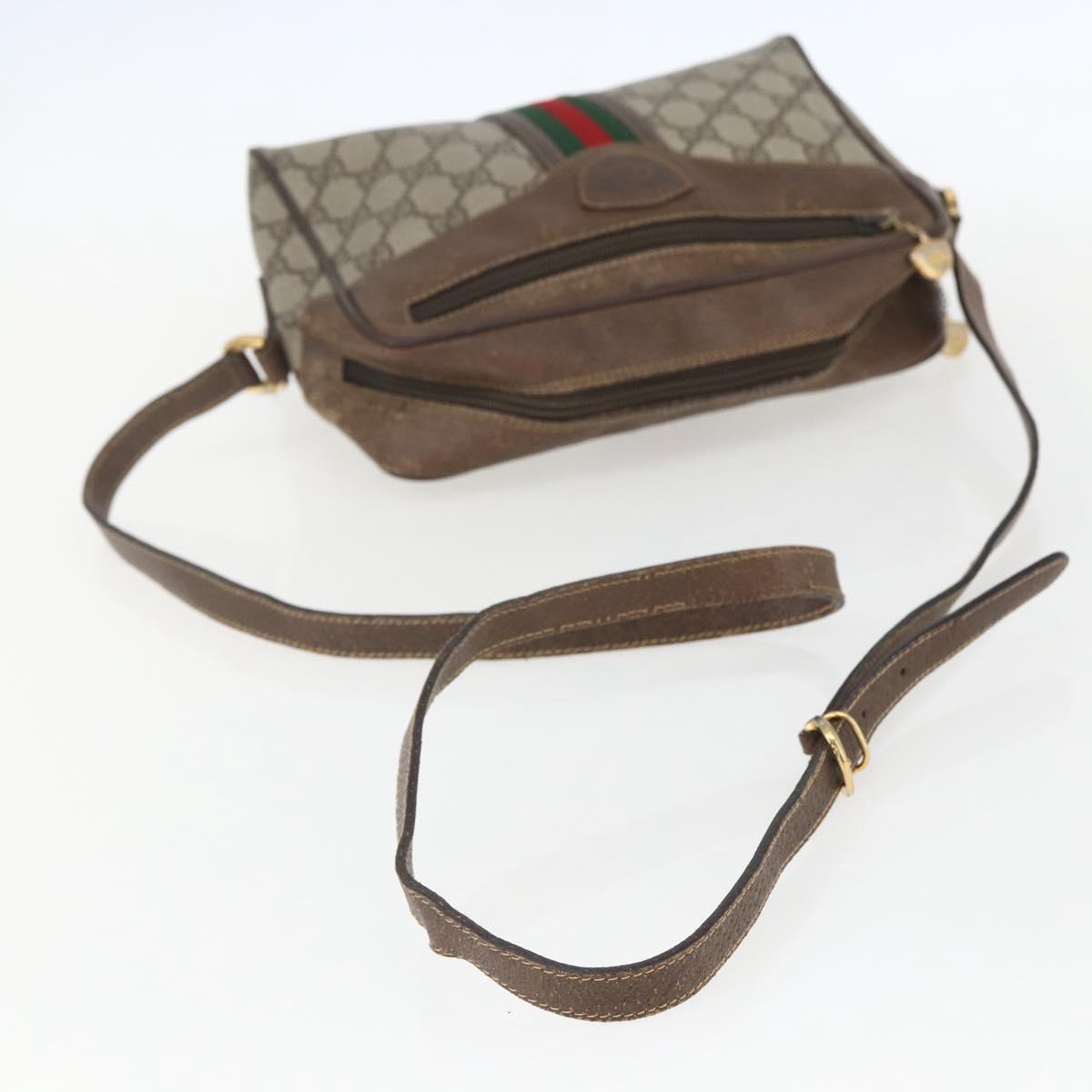 GUCCI GG Supreme Web Sherry Line Bag PVC Beige Gold 00 156 0852 Auth ar13892