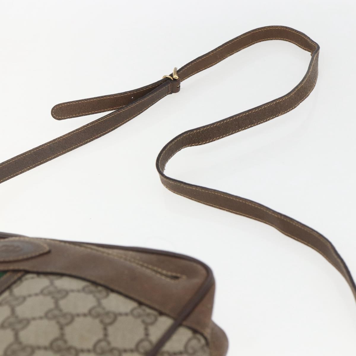 GUCCI GG Supreme Web Sherry Line Bag PVC Beige Gold 00 156 0852 Auth ar13892