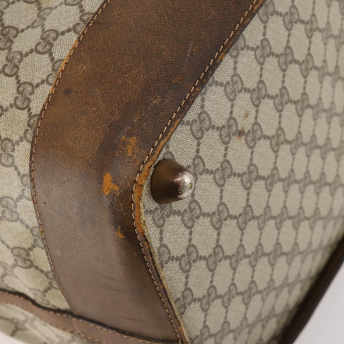 GUCCI GG Supreme Web Sherry Line Boston Bag PVC Beige Gold Auth ar13893
