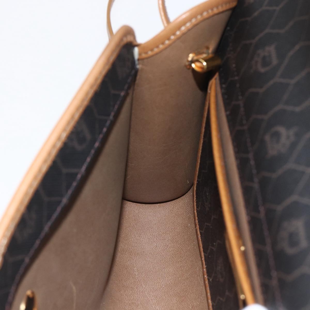 Christian Dior Honeycomb Canvas Shoulder Bag PVC Black Gold Auth ar13897