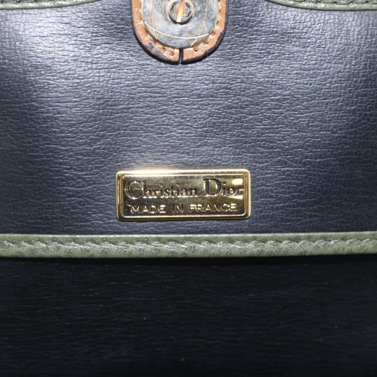 Christian Dior Shoulder Bag Leather Khaki Gold Auth ar13898