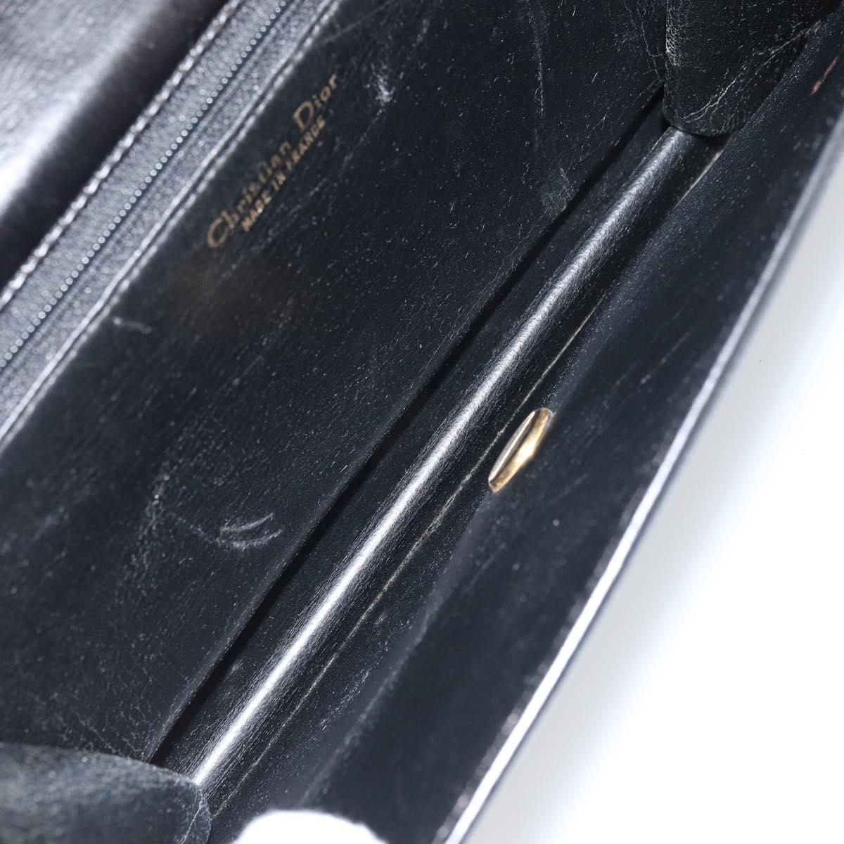 Christian Dior Shoulder Bag Leather Black Gold Auth ar13899