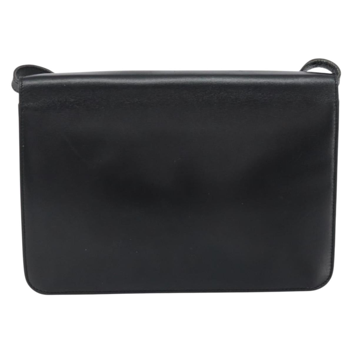 Christian Dior Shoulder Bag Leather Black Gold Auth ar13899