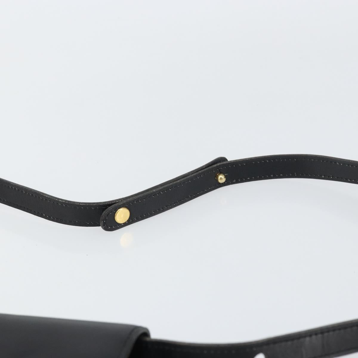 Christian Dior Shoulder Bag Leather Black Gold Auth ar13899