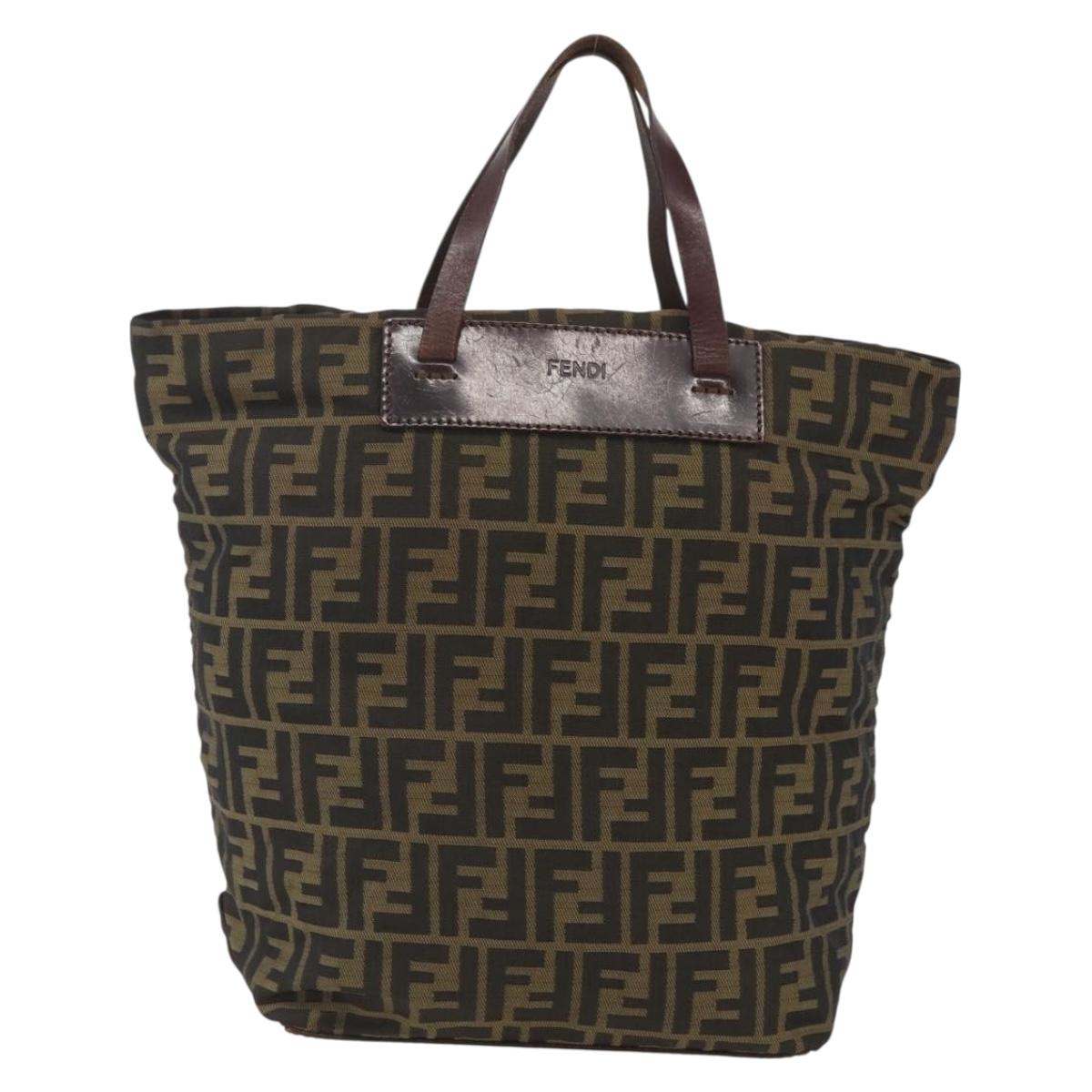 FENDI Zucca Canvas Hand Bag Black Brown Auth ar13907
