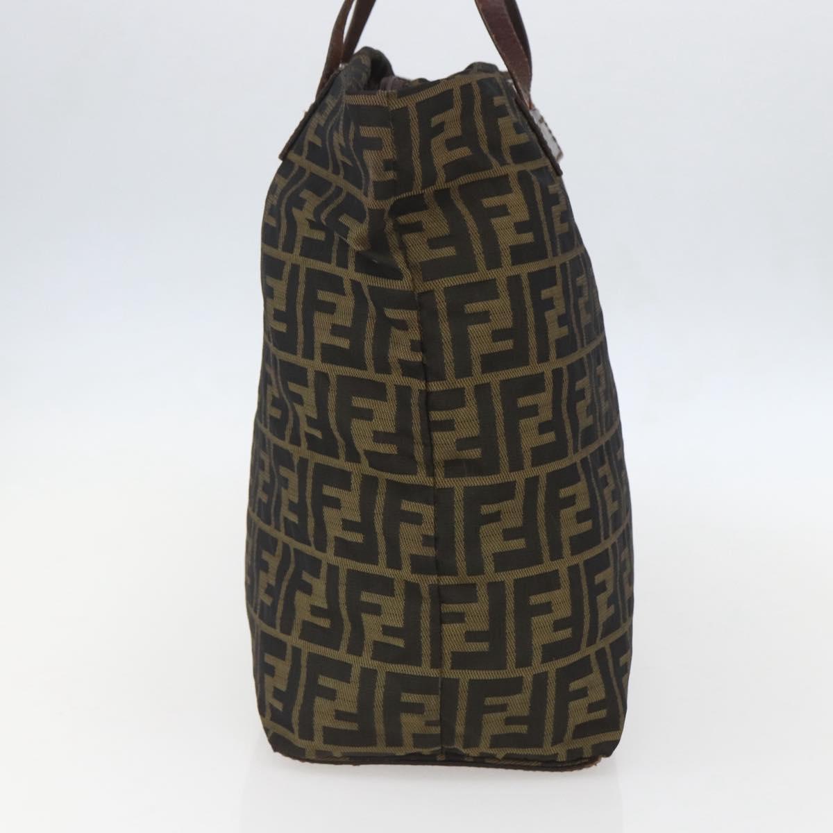 FENDI Zucca Canvas Hand Bag Black Brown Auth ar13907