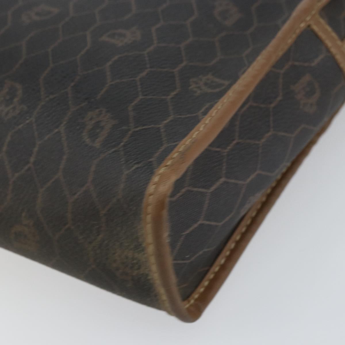 Christian Dior Honeycomb Canvas Clutch Bag PVC Black Auth ar13909