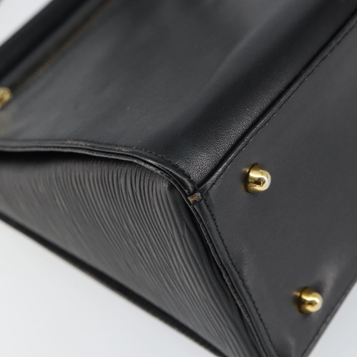 VALENTINO Hand Bag Leather 2way Black Gold Auth ar13911