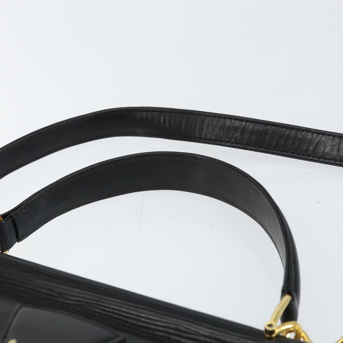 VALENTINO Hand Bag Leather 2way Black Gold Auth ar13911