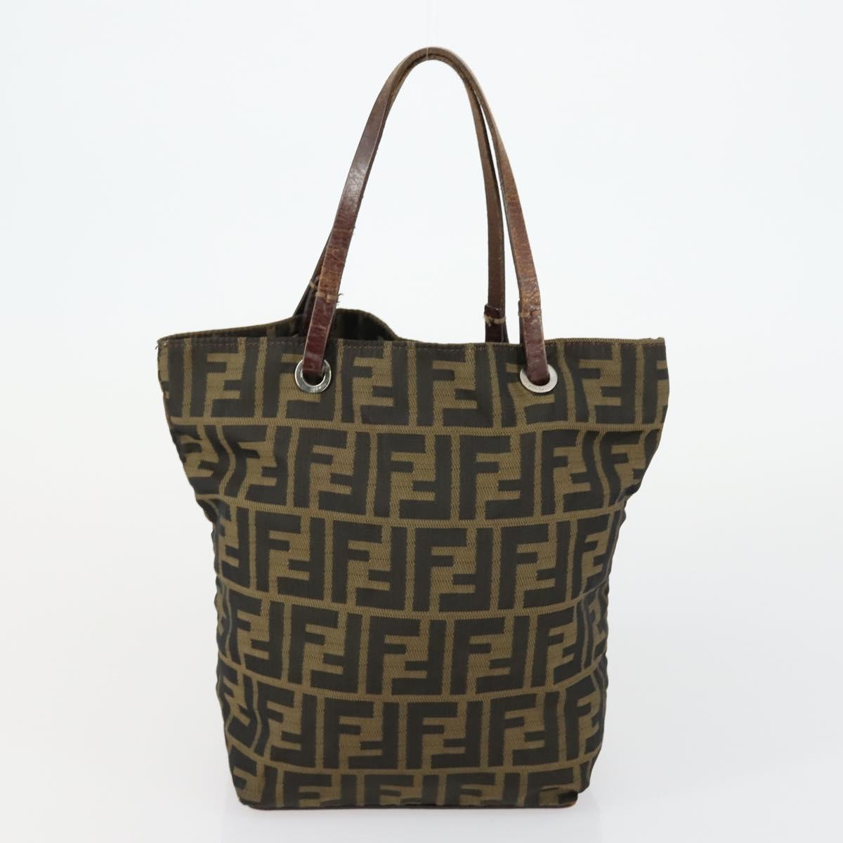 FENDI Zucca Canvas Hand Bag 2 Set Black Brown Auth ar13914
