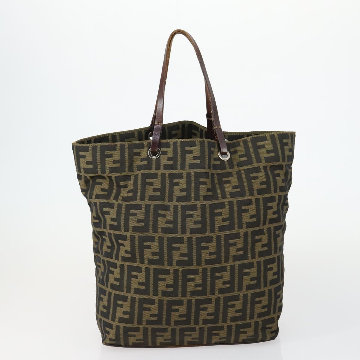 FENDI Zucca Canvas Hand Bag 2 Set Black Brown Auth ar13914