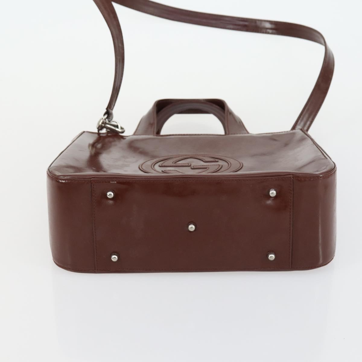 GUCCI Pouch Hand Bag Nylon Enamel 3 Set Black Brown Auth ar13915