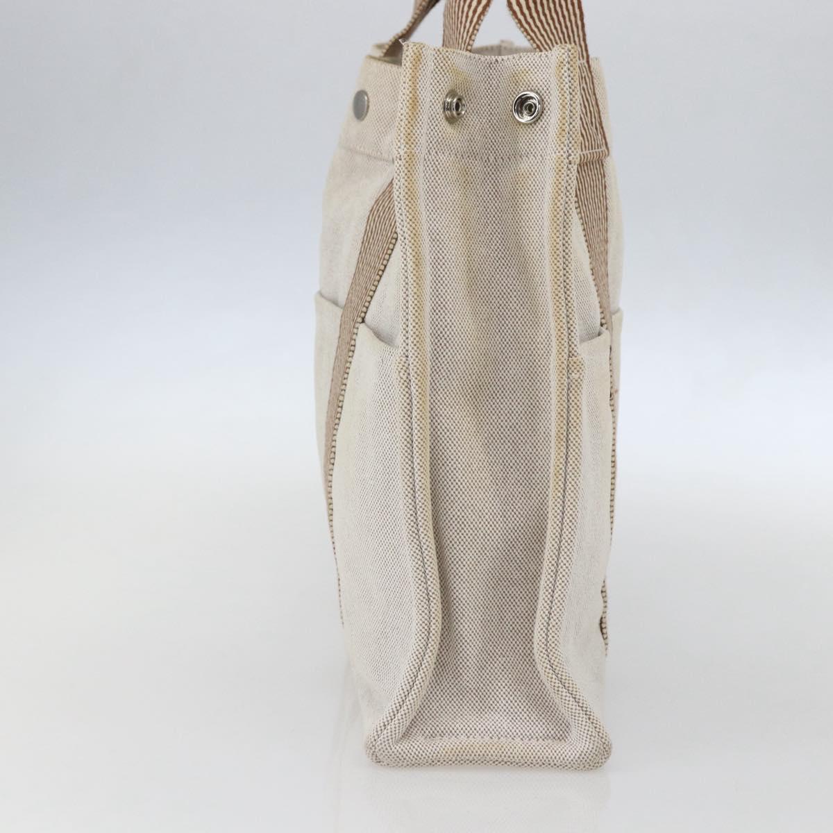 HERMES New Fourre Tout MM Hand Bag Canvas Beige Auth ar13917