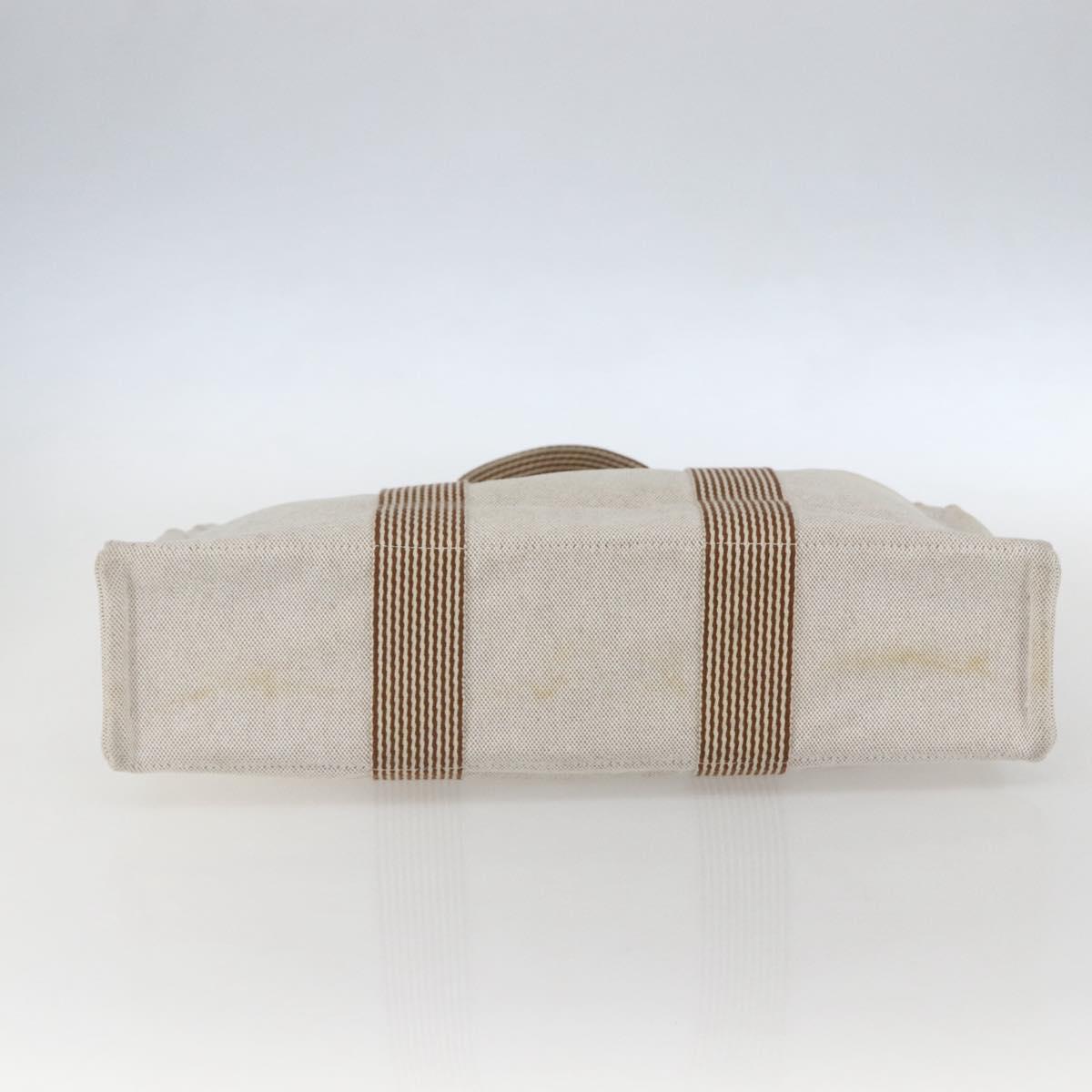HERMES New Fourre Tout MM Hand Bag Canvas Beige Auth ar13917