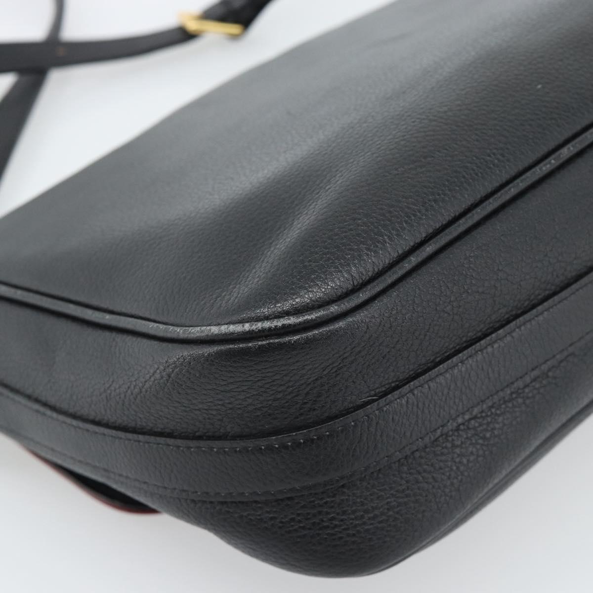 SAINT LAURENT Shoulder Bag Leather Black Gold Auth ar13928