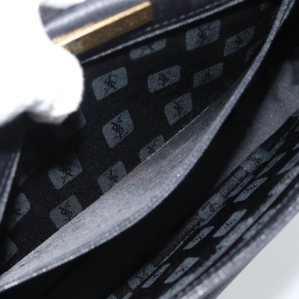SAINT LAURENT Shoulder Bag Leather Black Gold Auth ar13928