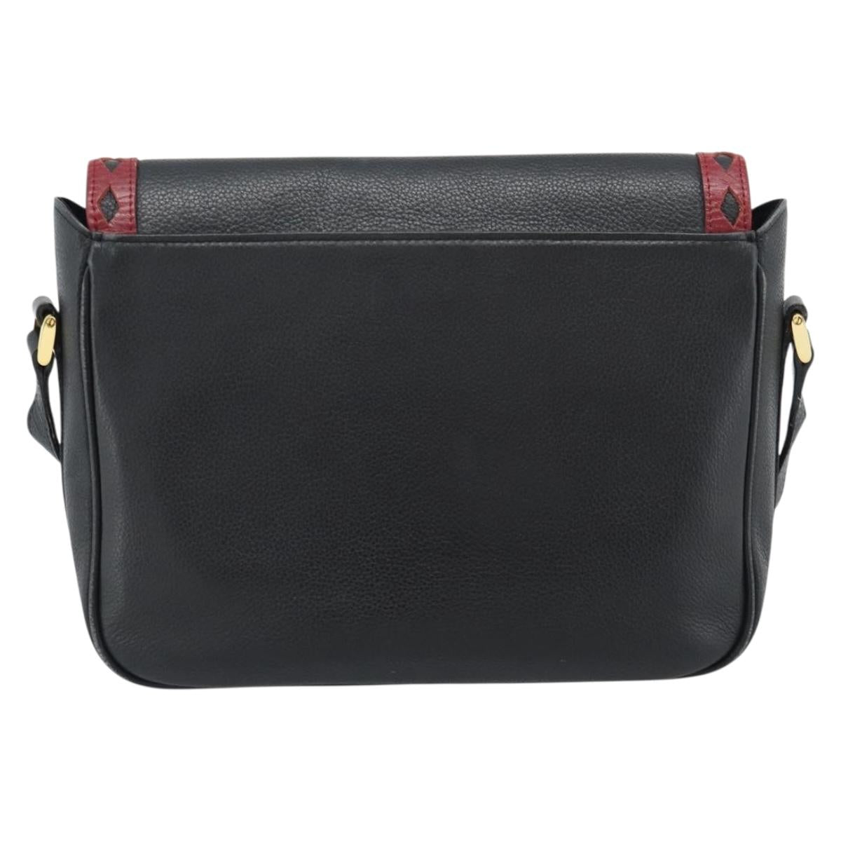 SAINT LAURENT Shoulder Bag Leather Black Gold Auth ar13928